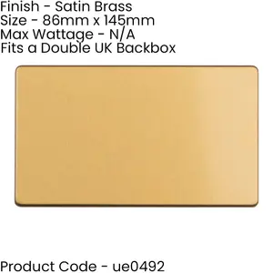 Double SCREWLESS SATIN BRASS Blanking Plate Round Edged Wall Box Hole Cover