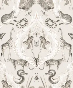 Galerie Bazaar Beige Black Menagerie Smooth Wallpaper