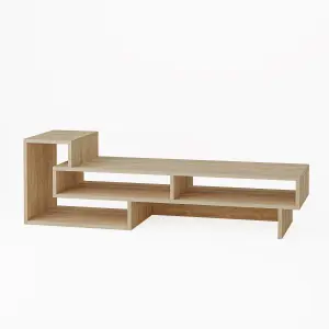 Decortie Tetra Modern TV Stand Open Shelves Oak Multimedia Centre 43" TVs 136.5 cm Wide