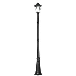 Outsunny 2.4m Garden Lamp Post Light LED Solar Powered Patio Path Lighting Lamp