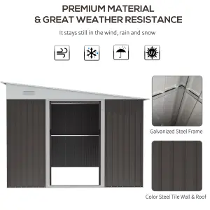 Outsunny 11.3x9.2ft Steel Garden Storage Shed w/ Sliding Doors & 2 Vents, Grey