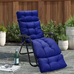 Outdoor Navy Blue Garden Sofa Cushion Chair Lounger Cushions With Ties Seat Pads for Outdoors