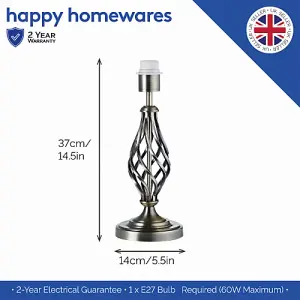 Traditional Brushed Antique Brass Table Lamp Base with Twist Metal Stem Design