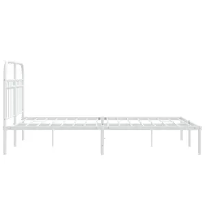 Berkfield Metal Bed Frame without Mattress with Headboard White 120x200cm