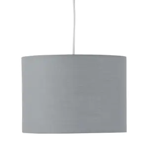 First Choice Lighting Set of 2 Grey Textured Cotton 25cm Pendant Lightshades