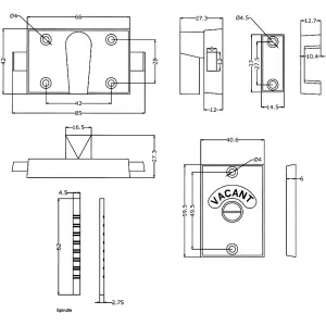 EAI - Bathroom Toilet Indicator Bolt Vacant/Engaged - Brass Plated