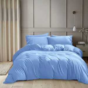 Kiranjot Microfibre 200 TC Reversible Modern & Contemporary Duvet Cover Set With Pillow Cases Light Blue / Single - 1 Standard Pillowcase