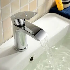 Nes Home Vago Modern Waterfall Cloakroom Basin Chrome Mono Mixer Tap