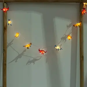 ValueLights Set of 10 Kids Battery Powered Fairy String Lights with Dinosaurs