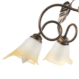 Luminosa Miranda 5 Light Multi Arm Pendant Ceiling Light, Antique Gold, Glass Shades