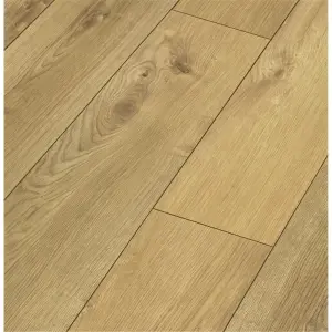 PACK OF 10 (Total 10 Units) - Light Oak 12mm Thick Laminate Flooring (14.8m2 Coverage)