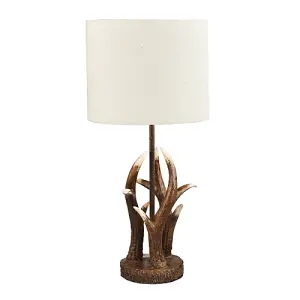 Traditionally Designed Antler Resin Table Lamp Base in a Rustic Bronze Finish