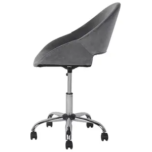 Beliani Retro Desk Chair Velvet Grey SELMA