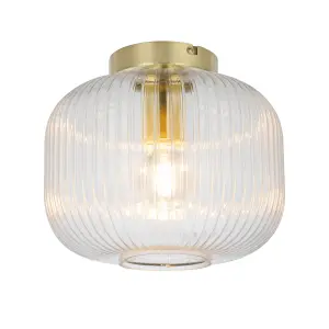 GoodHome Satin Glass & metal Brass effect Ceiling light