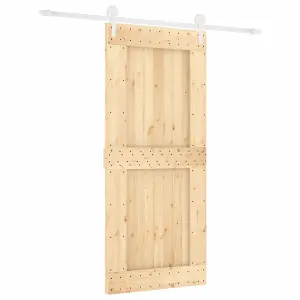 Berkfield Sliding Door with Hardware Set 90x210 cm Solid Wood Pine