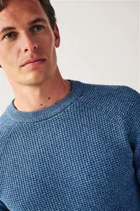 Mens Next Blue Regular Knitted Textured Jumper - Blue