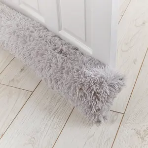 Cuddly Deep Pile Faux Fur Door Draught Excluder Silver