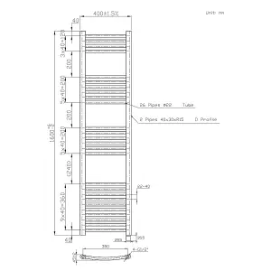 Right Radiators Prefilled Electric Curved Heated Towel Rail Bathroom Ladder Warmer Rads - Chrome 1600x400 mm