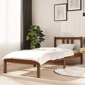 Berkfield Bed Frame Honey Brown Solid Wood 75x190 cm Small Single