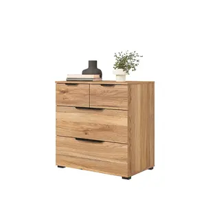 Elegant Tokyo 27 Chest of Drawers H740mm W720mm D450mm in Oak Mauvella, Four Drawers, Modern Design