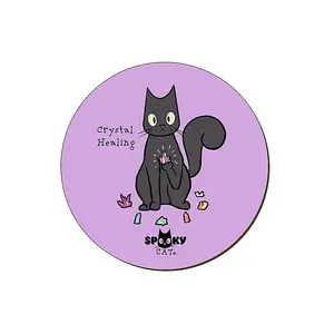 Grindstore Spooky Cat Crystal Healing Coaster Purple (One Size)