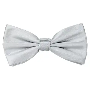 Silver Satin Polyester Bow Tie for Casual & Formal Wear, Wedding Party Accessory