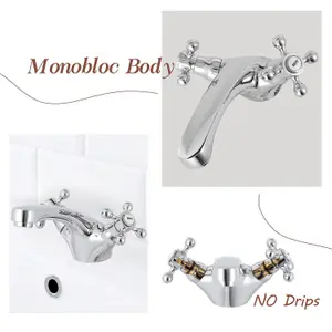 BATHWEST  Traditional Victorian Style Bathroom Basin Sink Mixer Taps Twin Cross