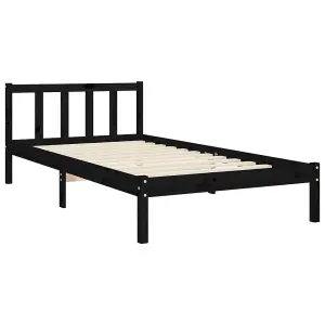 Berkfield Bed Frame with Headboard Black 100x200 cm Solid Wood