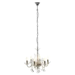 Interiors by Premier Murano 6 Bulb Clear Crystal Chandelier