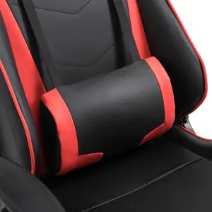 HOMCOM High Back Gaming Chair PU Leather Computer Chair with Footrest, Red