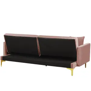 Beliani Retro Sofa Bed LUCAN Pink Velvet