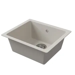 GoodHome Borage White Resin 1 Bowl Kitchen sink 440mm x 500mm