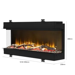 Be Modern Insito 2kW Matt Black Glass effect Electric Fire (H)505mm (W)1025mm (D)235mm