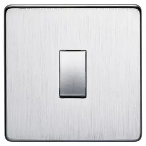 Crabtree 7170/SC Platinum Screwless Low Profile Light Switch 1 Gang 2 Way 10 Amp - Satin Chrome