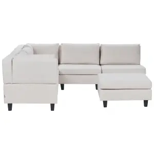 Corner Sofa with Ottoman UNSTAD Light Beige Fabric Right Hand