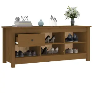 Shoe Cabinet Honey Brown 110x38x45.5 cm Solid Wood Pine