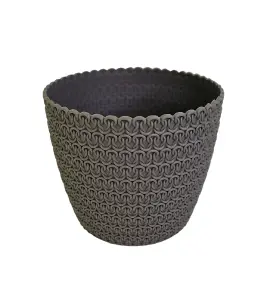 DECORATIVE FLOWERPOT WITH WICKERWORK IMITATION, SPLOFY - 16CM - ANTHRACITE