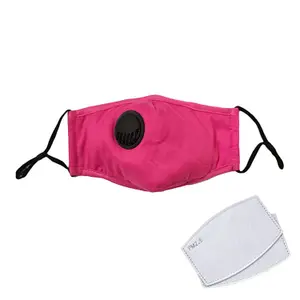 Termin8 Anti Pollution Washable Cotton Mouth 1x Mask with 2x Valve Replaceable Filter Pink