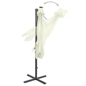 Berkfield Cantilever Umbrella with Pole and LED Lights Sand 250 cm