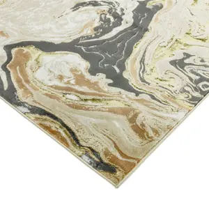 Gold Modern Easy to Clean Abstract Rug For Dining Room Bedroom And Living Room-160cm X 230cm