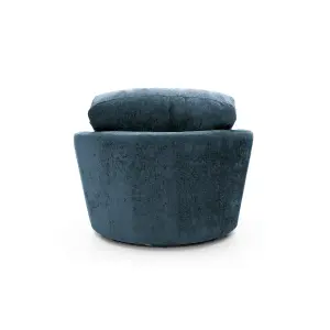 Harriet Crushed Chenille Swivel Chair in  Dark Blue