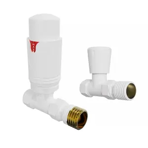 Right Radiators White Straight TRV Thermostatic Radiator valve & lockshield 15mm x 1/2"