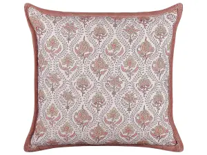 Throw Cushion PICEA Cotton 45 x 45 cm Floral Block-Printing Red