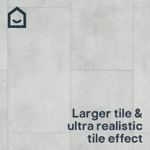 GoodHome Italo Grey Concrete effect Textured Click vinyl Tile, 2.4m²