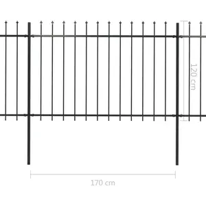 Mirpanah Black Metal Border Fence with 3 Panel(s) Included 120 x 510 cm