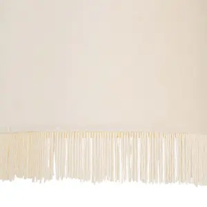 First Choice Lighting Fringed Off White 23cm Fringed Velvet Pendant Shade