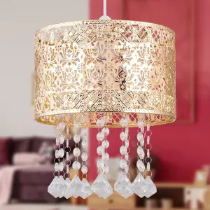 First Choice Lighting Set of 2 Gold Cut Out Jewelled Easy Fit Light Shades