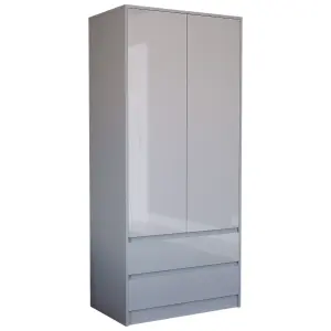 Vida Designs Glinton 2 Door 2 Drawer Wardrobe (100% FSC), Grey