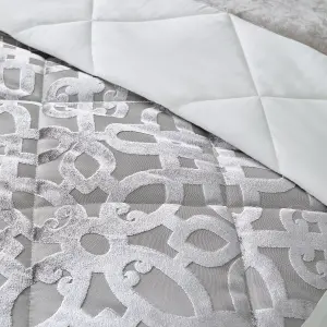 Catherine Lansfield Bedroom Lattice Cut Velvet Quilted 220x230cm Bedspread Natural