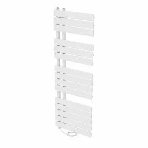 Right Radiators Prefilled Electric Heated Towel Rail Flat Panel Ladder Warmer Rads - 1380x500mm White